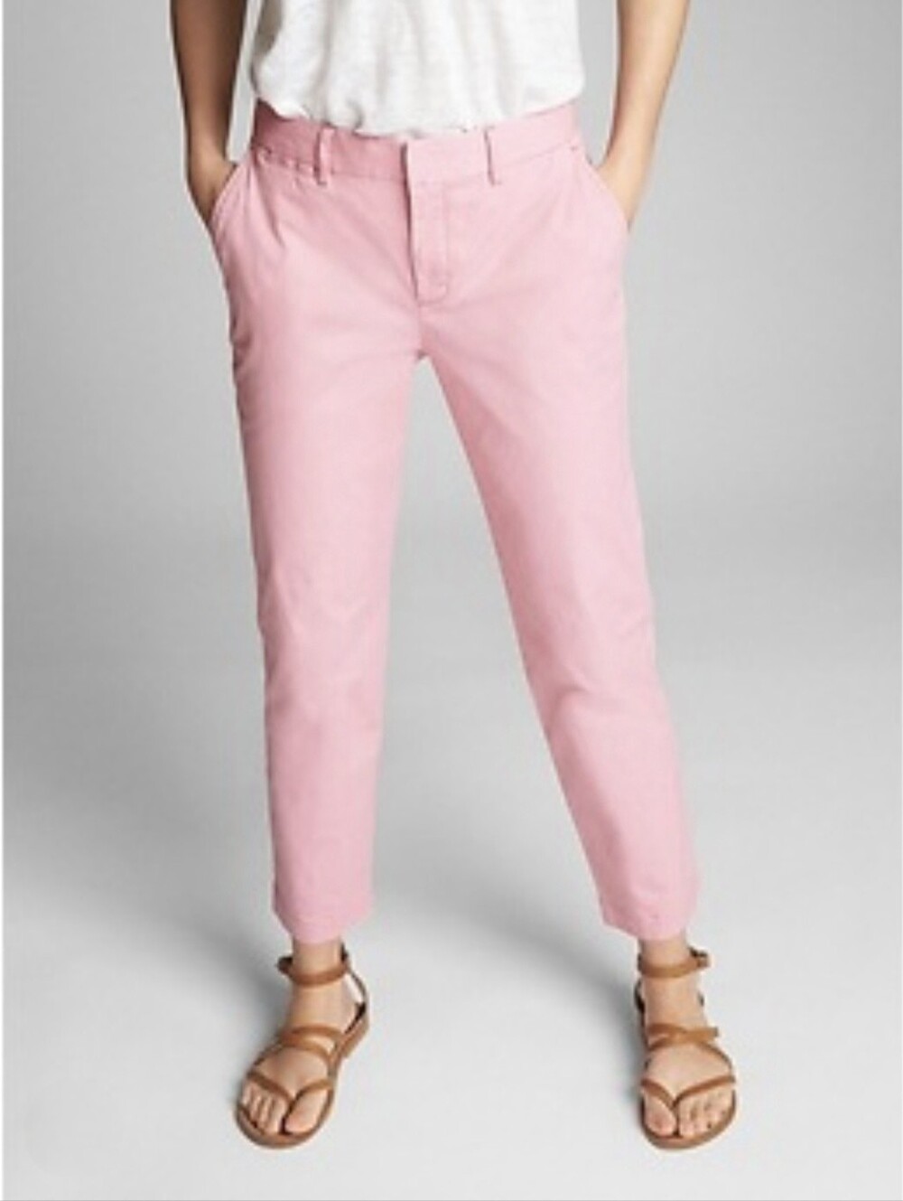GAP Pink Slim City Crop Pants Mid Rise 3/4 Stretch Chino Trousers 2 Barbiecore